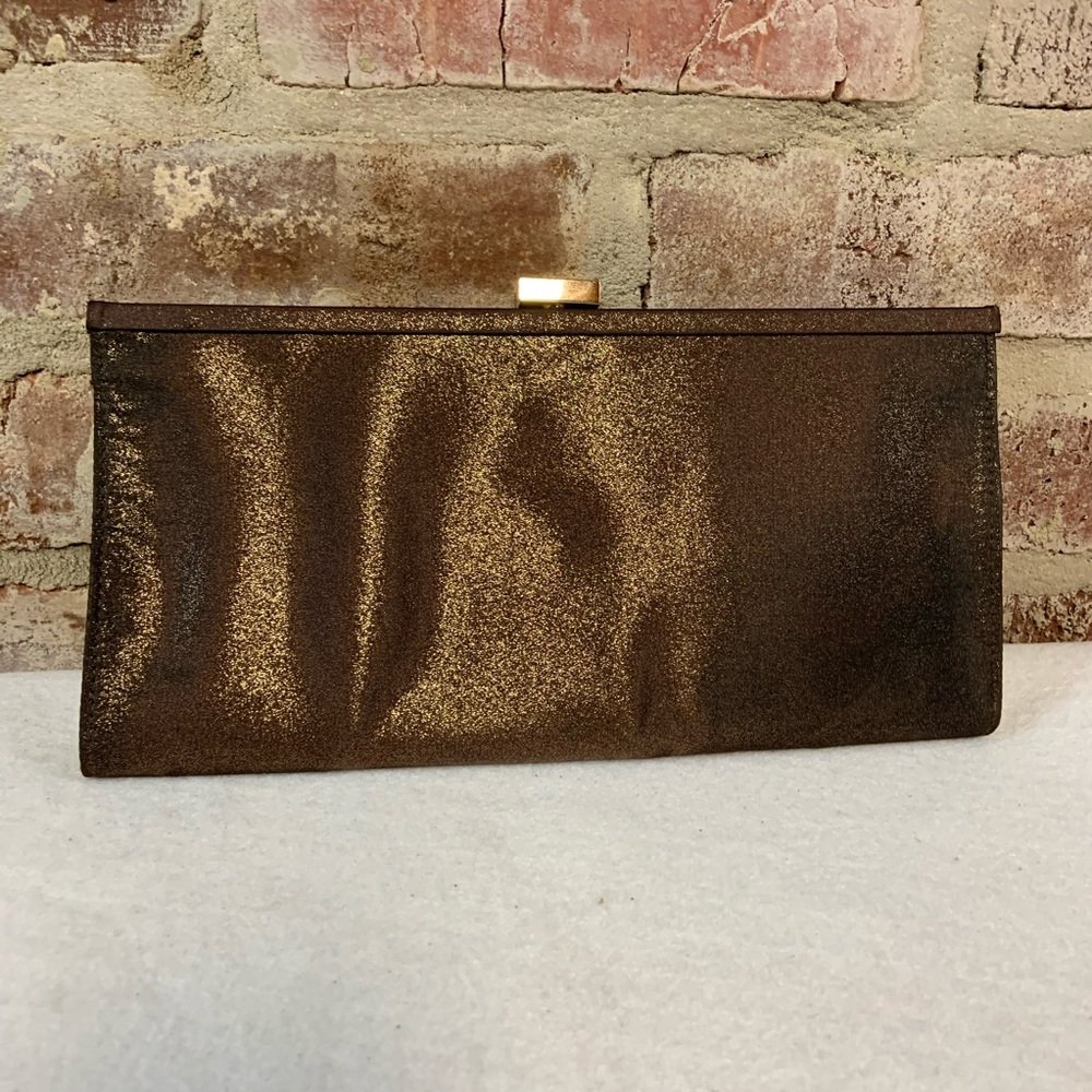 Shimmery brown evening shoulder bag purse
